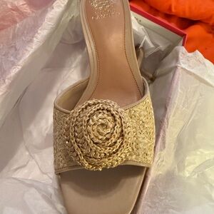 Vince Camuto Beige Woven Mules